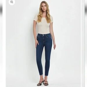 27/5 Buckle Lovervet By Vervet Mid-Rise Skinny Dark Wash Raw Hem